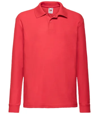 Fruit of the Loom Fruit of the Loom Kids Long Sleeve Poly/Cotton Piqué Polo Shirt in RED