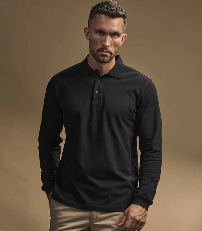Tee Jays Tee Jays Luxury Stretch Long Sleeve Polo Shirt in NAV