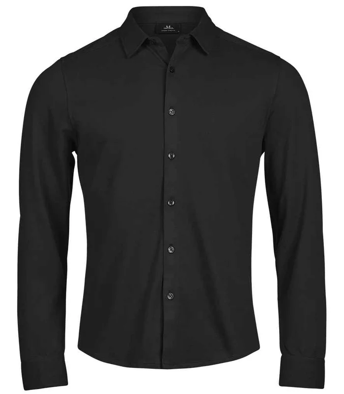 Tee Jays Tee Jays Luxury Organic Stretch Long Sleeve Shirt in Black