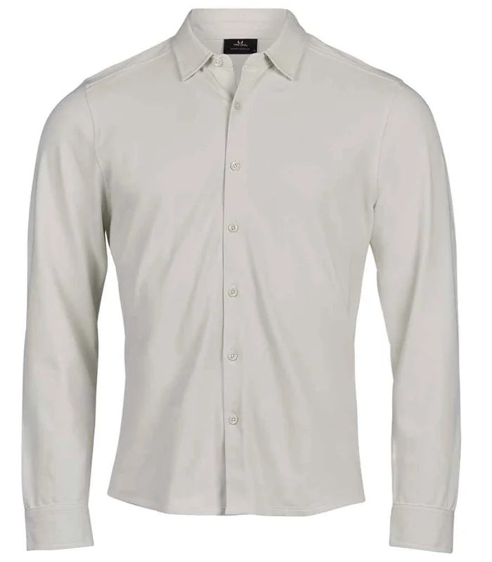 Tee Jays Tee Jays Luxury Organic Stretch Long Sleeve Shirt in Cement