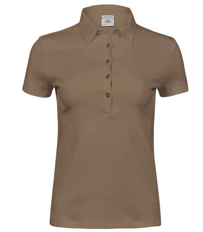 Tee Jays Tee Jays Ladies Pima Cotton Interlock Polo Shirt in Wood