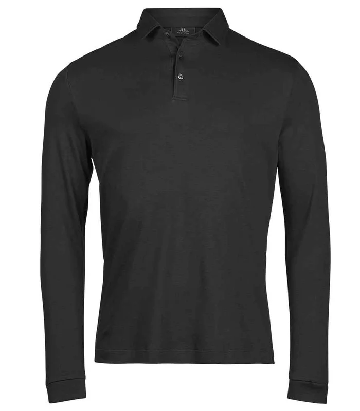 Tee Jays Tee Jays Pima Cotton Long Sleeve Polo Shirt in Black