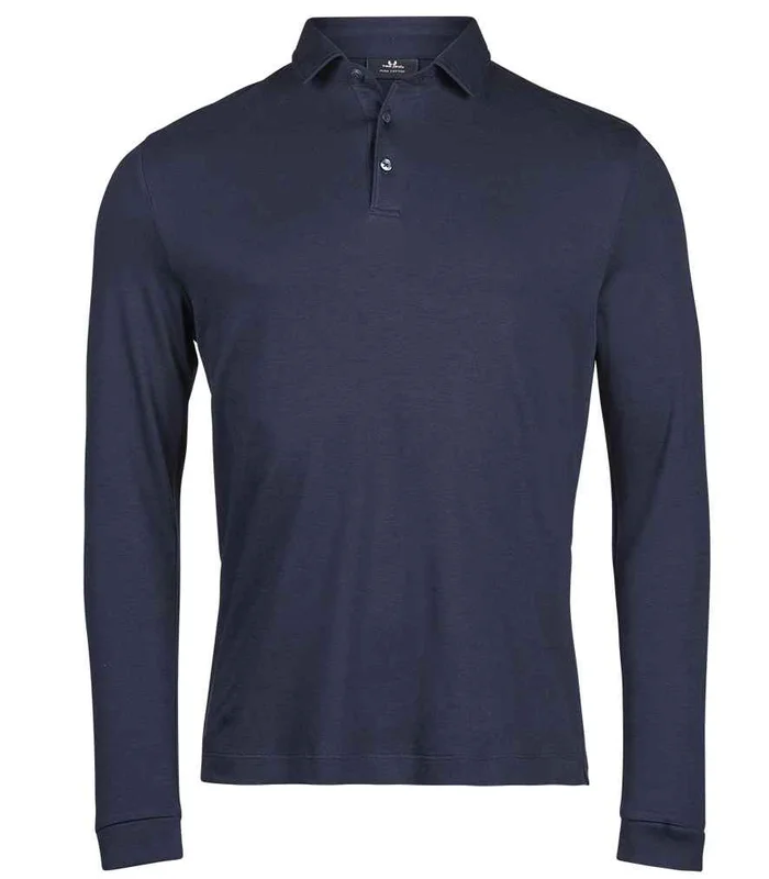 Tee Jays Tee Jays Pima Cotton Long Sleeve Polo Shirt in Navy