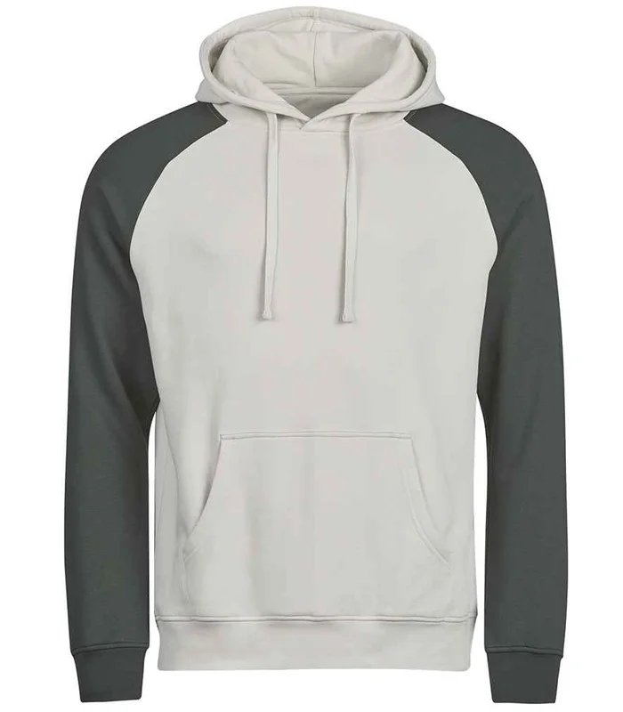 Tee Jays Tee Jays Unlabeled Two-Tone Hooded Sweatshirt in Cement/Dark Green