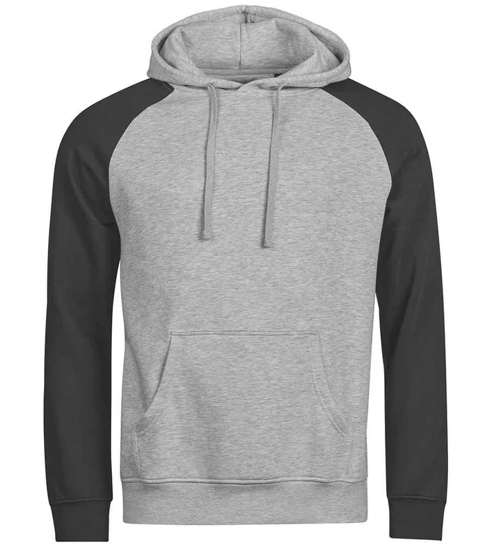 Tee Jays Tee Jays Unlabeled Two-Tone Hooded Sweatshirt in Heather Grey/Black
