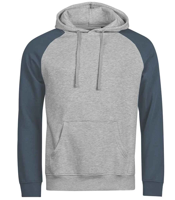 Tee Jays Tee Jays Unlabeled Two-Tone Hooded Sweatshirt in Heather Grey/Ink