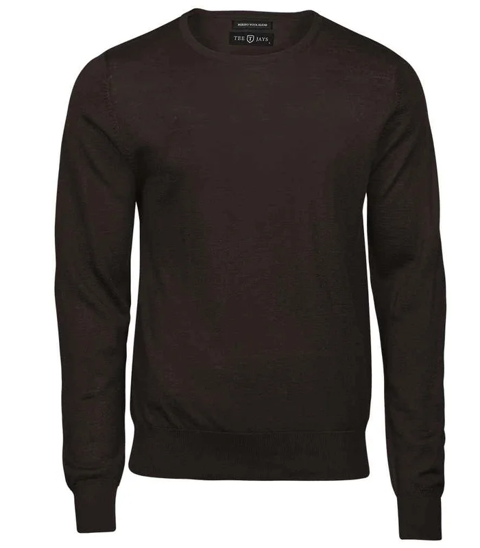 Tee Jays Tee Jays Merino Blend Crew Neck Sweater in Mocha