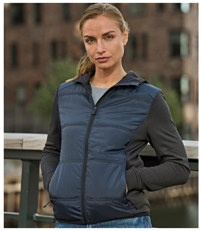 Tee Jays Tee Jays Ladies Hybrid-Stretch Hooded Jacket in BK/BK