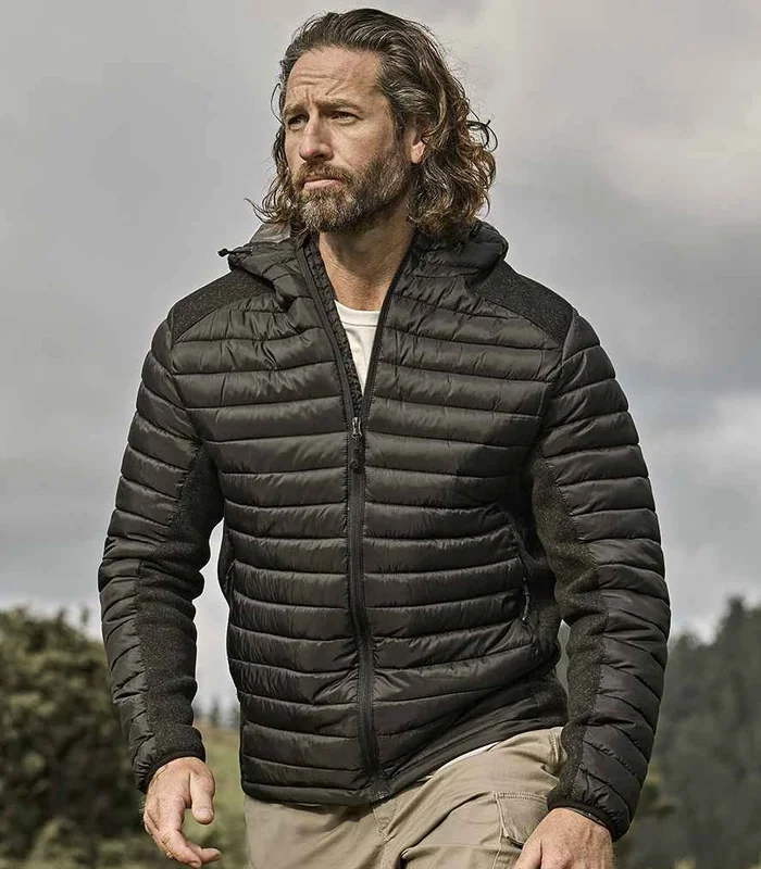 Tee Jays Tee Jays Crossover Hooded Padded Outdoor Jacket in B/BKML