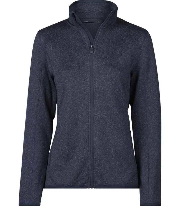 Tee Jays Tee Jays Ladies Knitted Outdoor Fleece Jacket in Navy Melange
