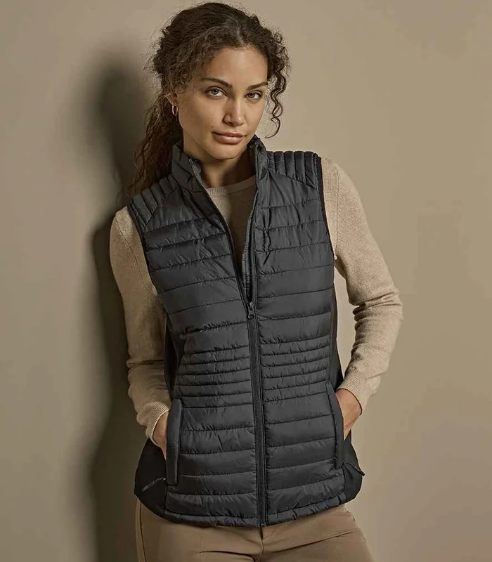 Tee Jays Tee Jays Ladies Crossover Padded Bodywarmer in BK/BK