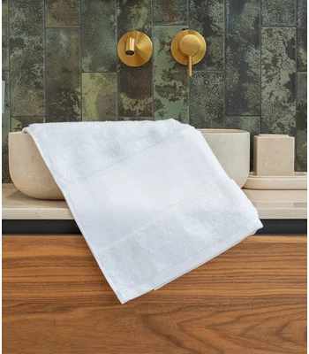 Towel City Towel City Organic Printable Border Hand Towel in WHI