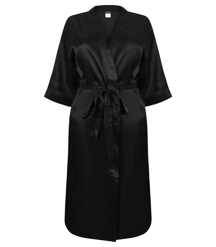 Towel City Towel City Ladies Satin Robe in BLK