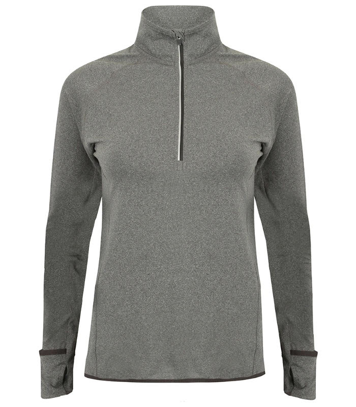 Tombo Tombo Ladies Long Sleeve Zip Neck Performance Top in GYM