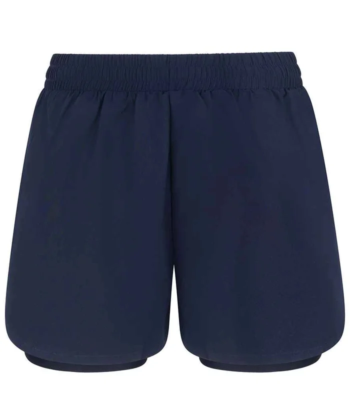Tombo Tombo Ladies Double Layer Sports Shorts in Navy/Navy