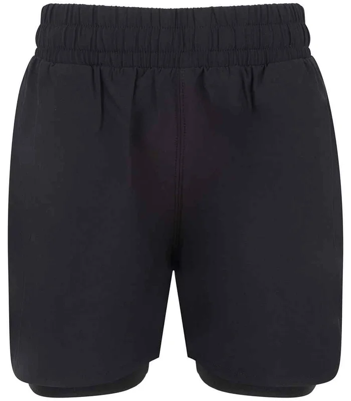 Tombo Tombo Kids Double Layer Sports Shorts in Black