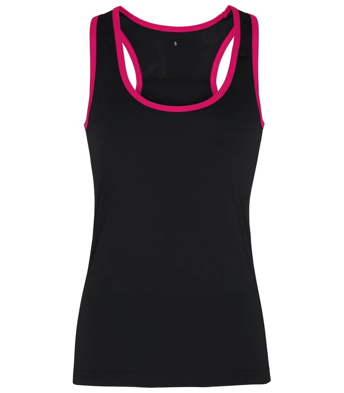 TriDri® TriDri® Women's TriDri® panelled fitness vest in Black/Hot Pink