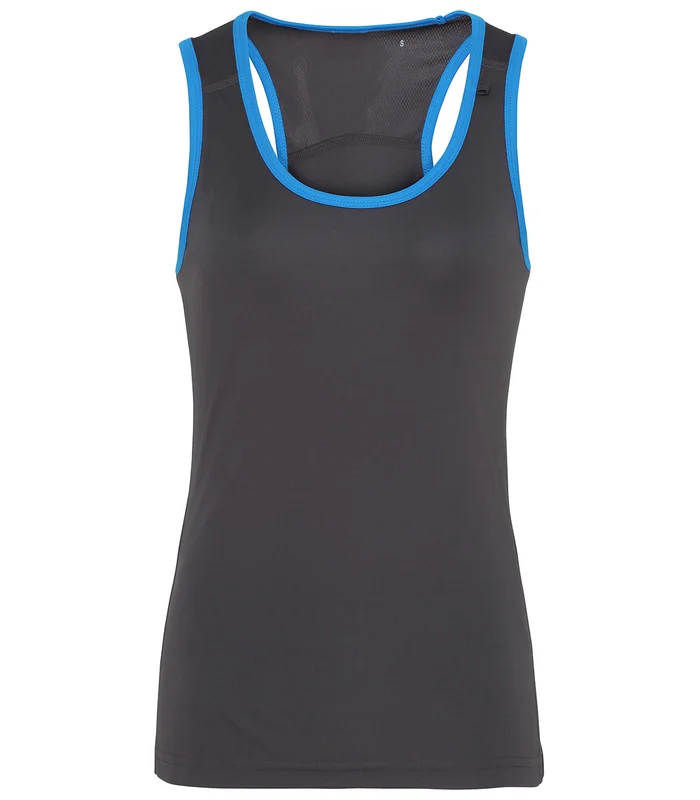TriDri® TriDri® Women's TriDri® panelled fitness vest in Charcoal/Sapphire