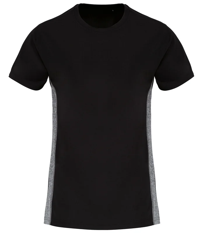 TriDri® TriDri® Women's TriDri® contrast panel performance t-shirt in Black/Black Melange