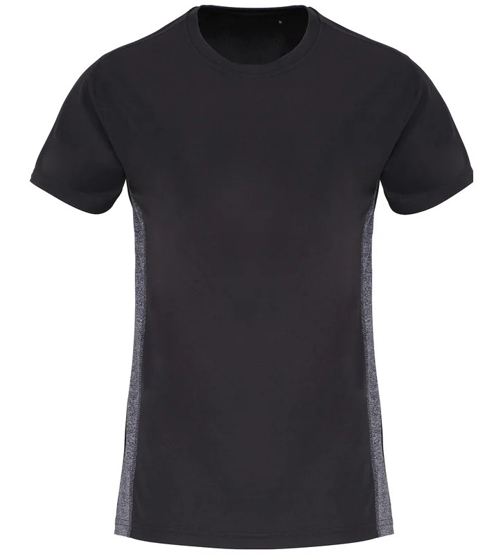 TriDri® TriDri® Women's TriDri® contrast panel performance t-shirt in Charcoal/Black Melange