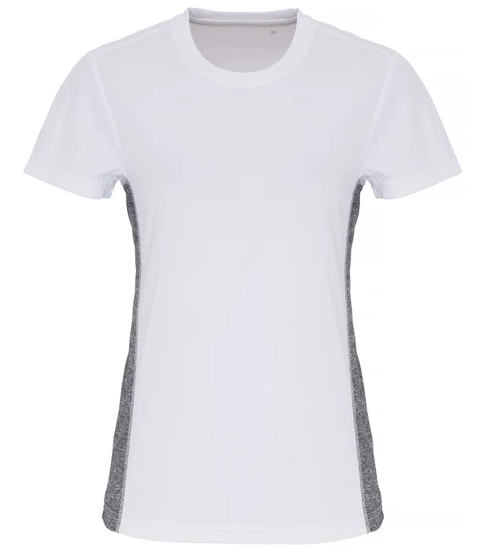 TriDri® TriDri® Women's TriDri® contrast panel performance t-shirt in White/Black Melange
