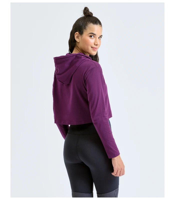 TriDri® TriDri® Women's TriDri® cropped hooded long sleeve t-shirt in Heather Grey