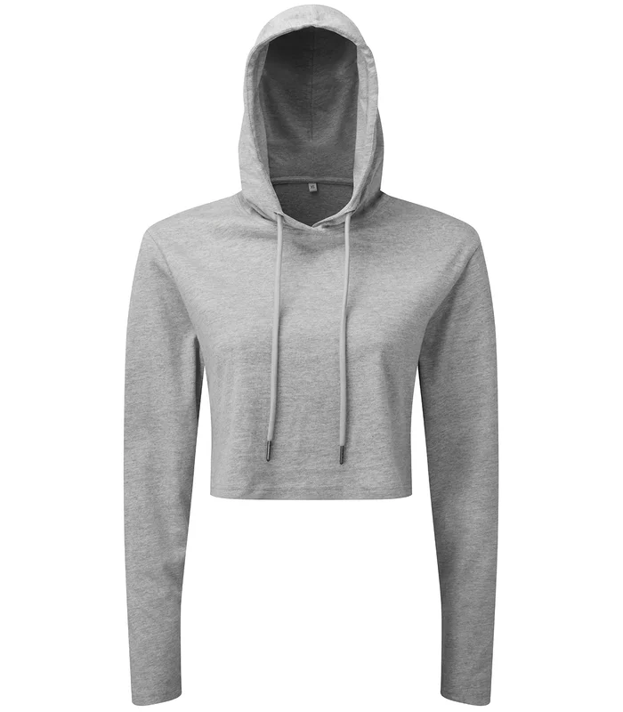 TriDri® TriDri® Women's TriDri® cropped hooded long sleeve t-shirt in Heather Grey