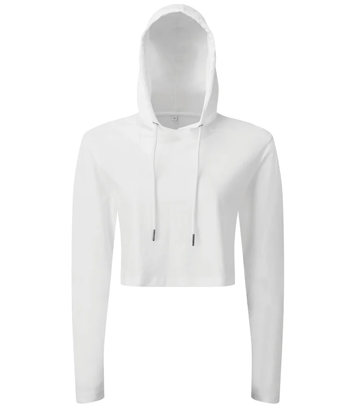 TriDri® TriDri® Women's TriDri® cropped hooded long sleeve t-shirt in White