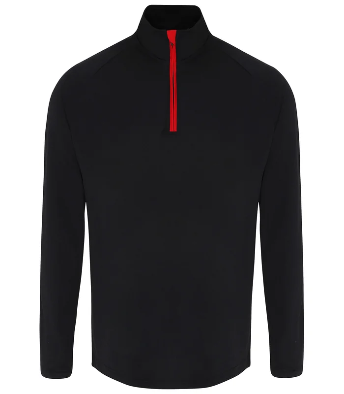 TriDri® TriDri® TriDri® long sleeve performance ¼ zip in Black/Red