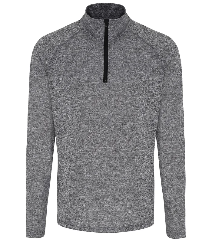 TriDri® TriDri® TriDri® long sleeve performance ¼ zip in Black Melange/Black