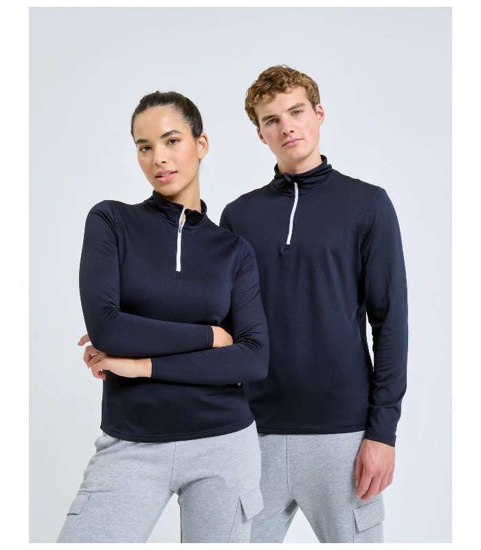 TriDri® TriDri® TriDri® recycled long sleeve brushed back ¼ zip top in Black/Black