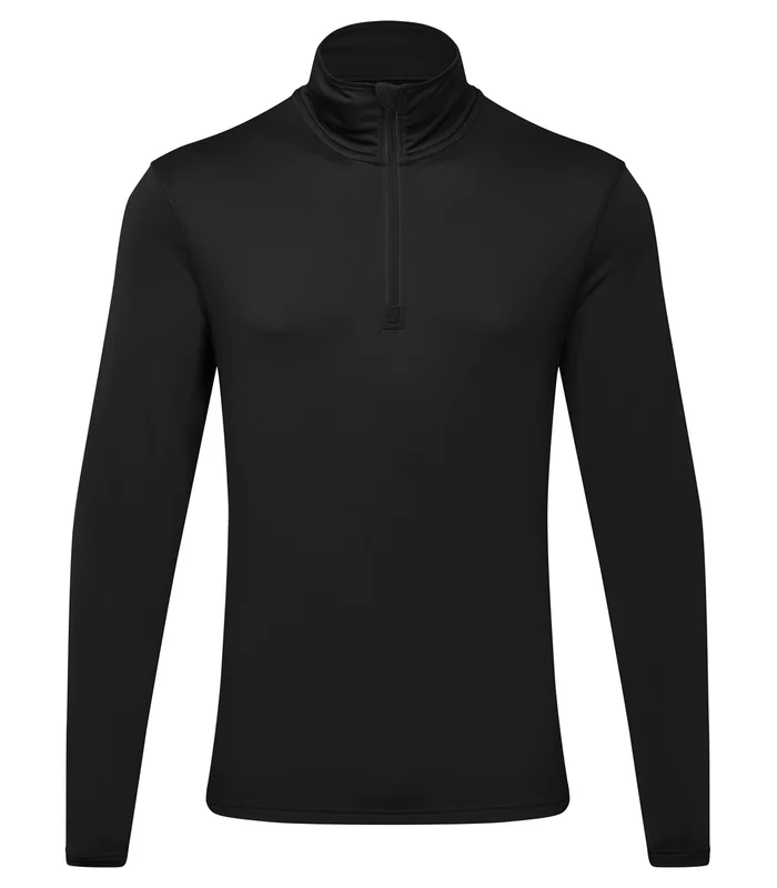 TriDri® TriDri® TriDri® recycled long sleeve brushed back ¼ zip top in Black/Black