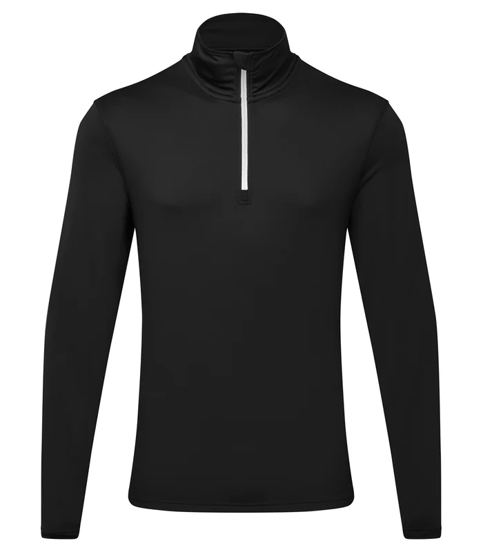 TriDri® TriDri® TriDri® recycled long sleeve brushed back ¼ zip top in Black/White