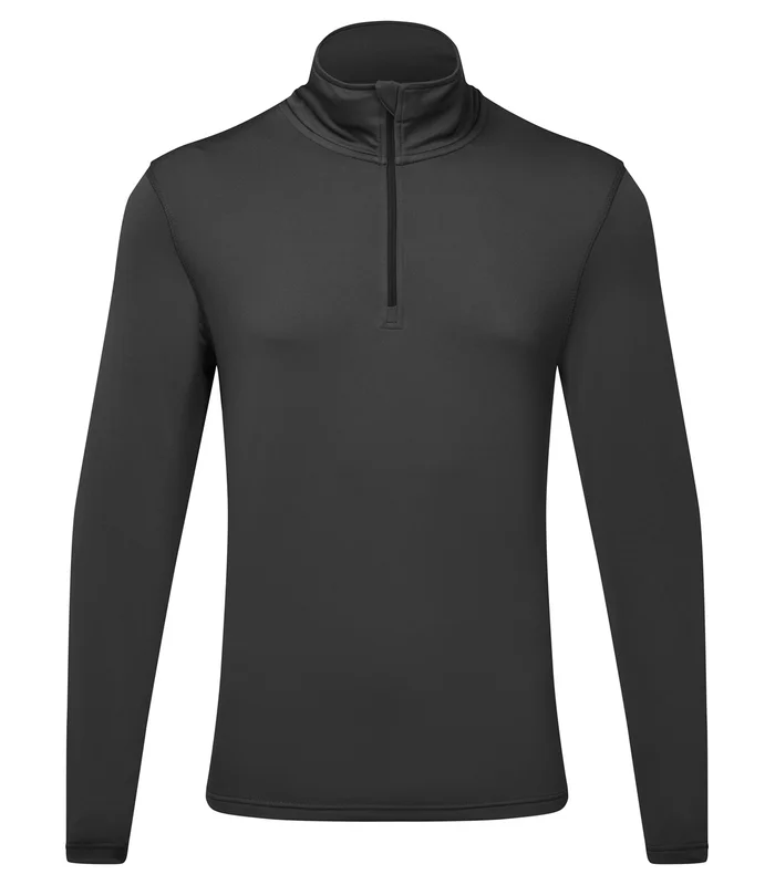 TriDri® TriDri® TriDri® recycled long sleeve brushed back ¼ zip top in Charcoal/Black