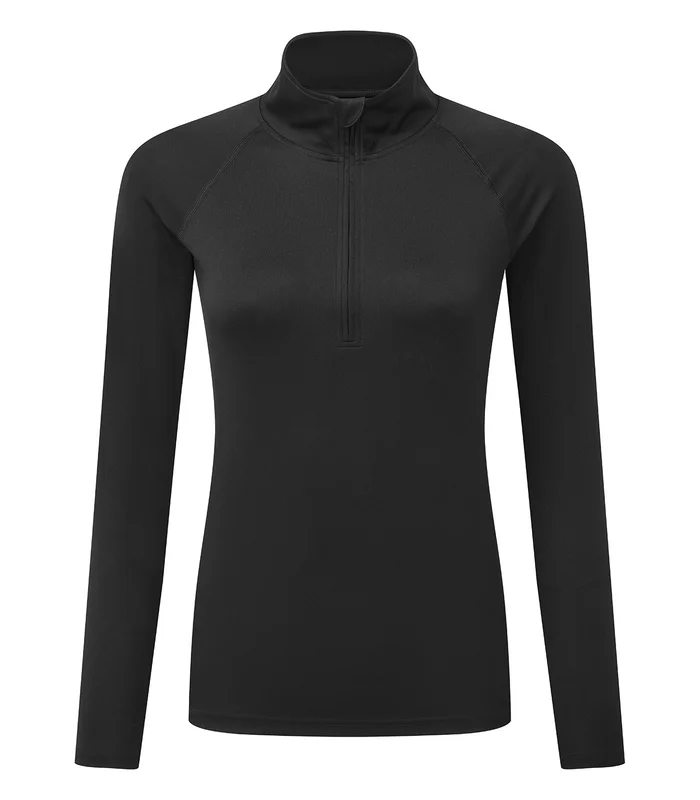 TriDri® TriDri® Women's TriDri® long sleeve performance ¼ zip in Black/Black*