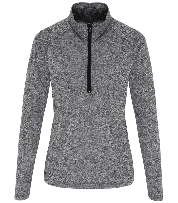 TriDri® TriDri® Women's TriDri® long sleeve performance ¼ zip in Black Melange/Black