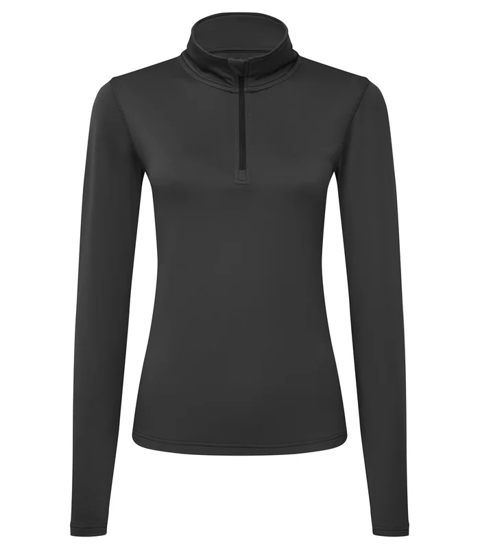 TriDri® TriDri® Womens TriDri® recycled long sleeve brushed back ¼ zip top in Charcoal/Black