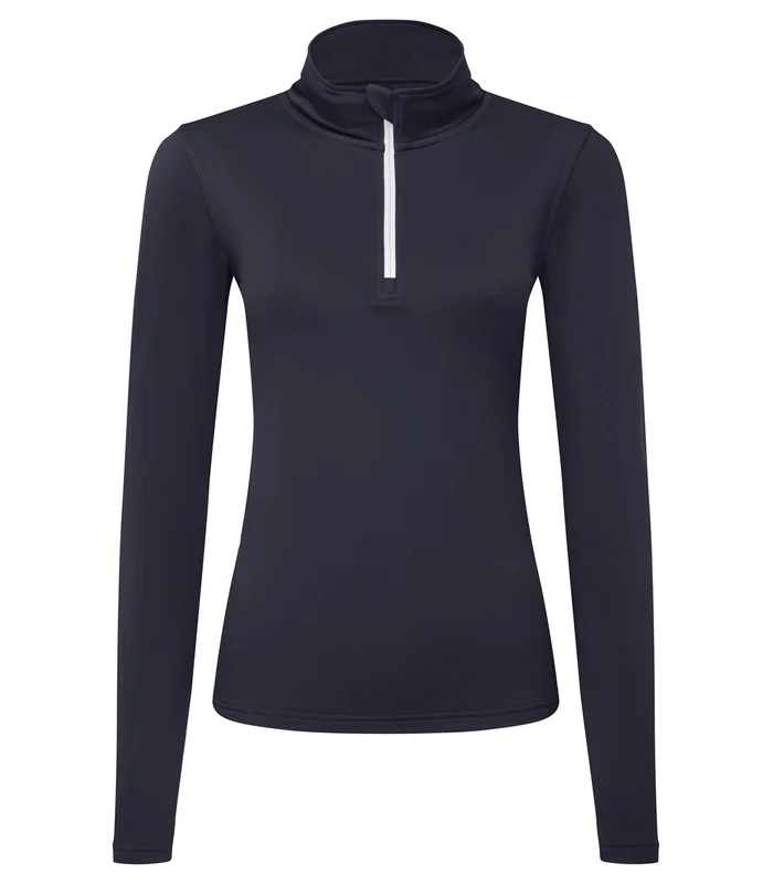 TriDri® TriDri® Womens TriDri® recycled long sleeve brushed back ¼ zip top in French Navy/White