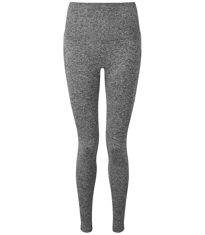 TriDri® TriDri® Women's TriDri® ribbed seamless 3D fit multi-sport leggings in Black Melange