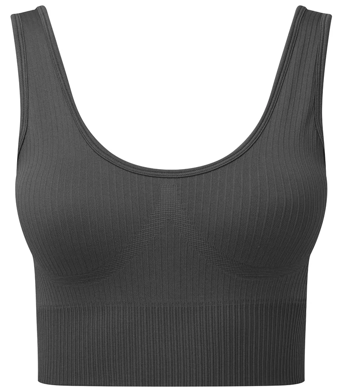 TriDri® TriDri® Women's TriDri® ribbed seamless 3D fit multi-sport bra in Charcoal
