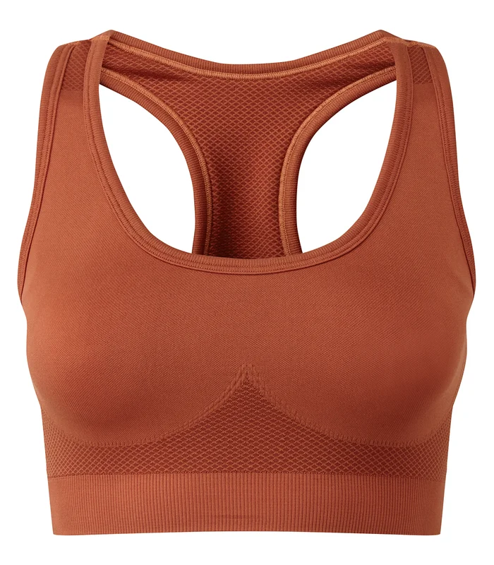 TriDri® TriDri® TriDri® seamless '3D fit' multi-sport sculpt solid colour bra in Rust