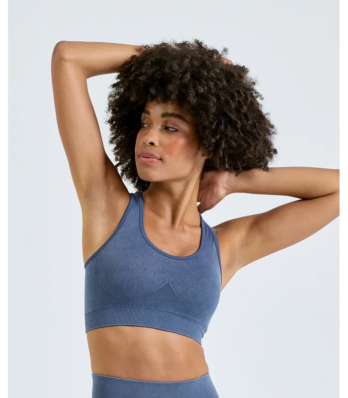 TriDri® TriDri® TriDri® seamless '3D fit' multi-sport denim look bra in Black Denim