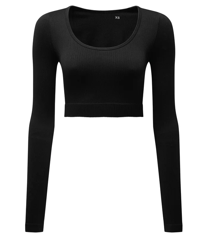 TriDri® TriDri® Womens TriDri® ribbed seamless '3D Fit' crop top in Black