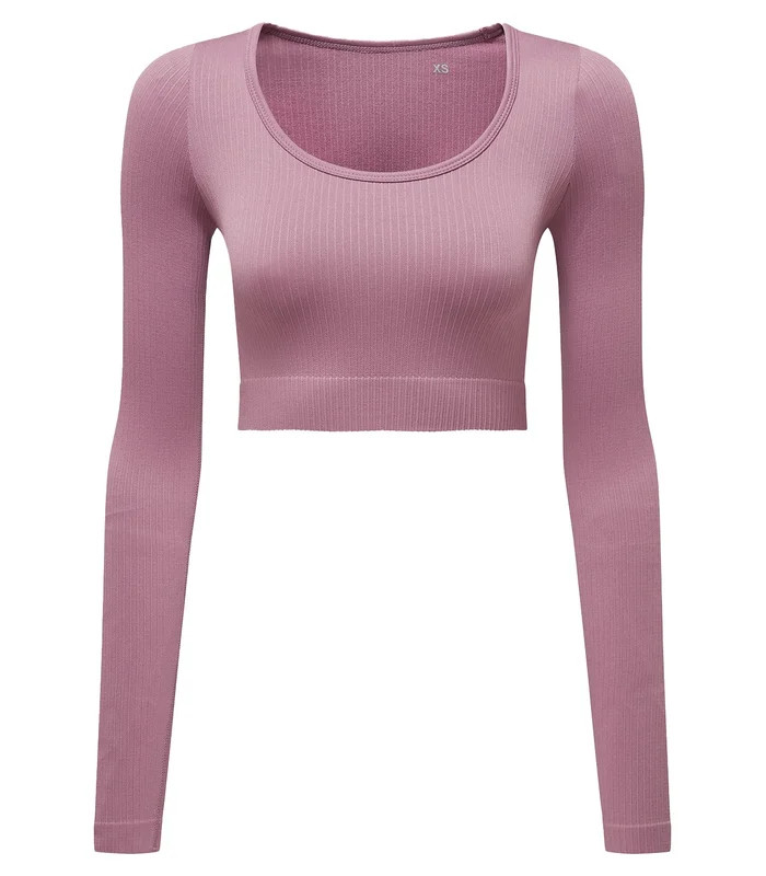 TriDri® TriDri® Womens TriDri® ribbed seamless '3D Fit' crop top in Mauve