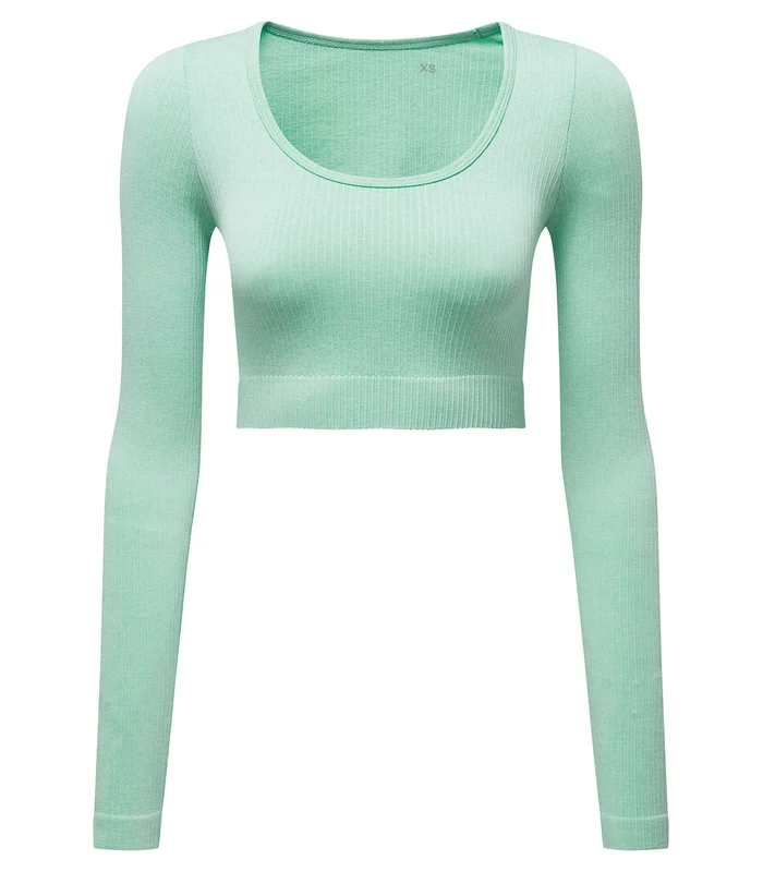 TriDri® TriDri® Womens TriDri® ribbed seamless '3D Fit' crop top in Peppermint Melange