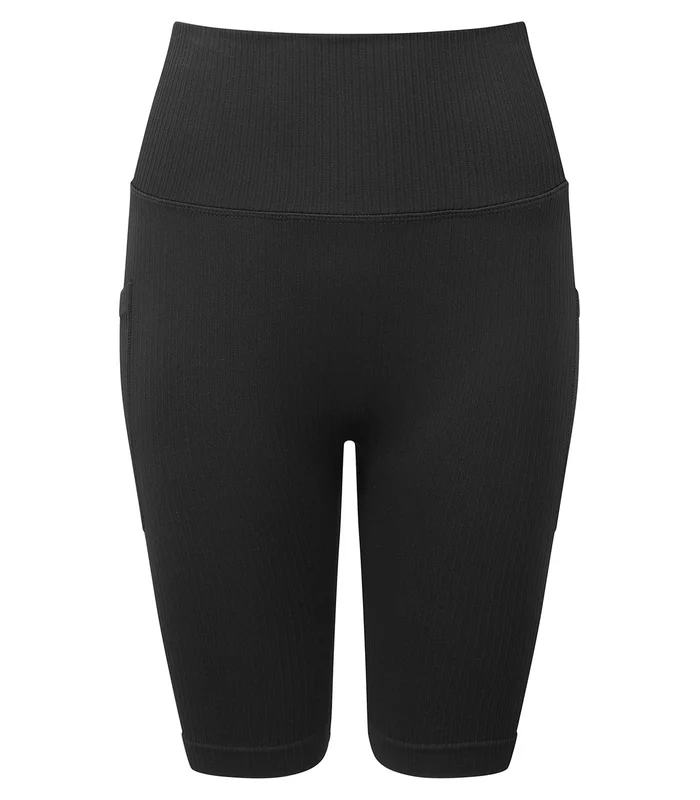 TriDri® TriDri® Womens TriDri® ribbed seamless '3D Fit' cycle shorts in Black