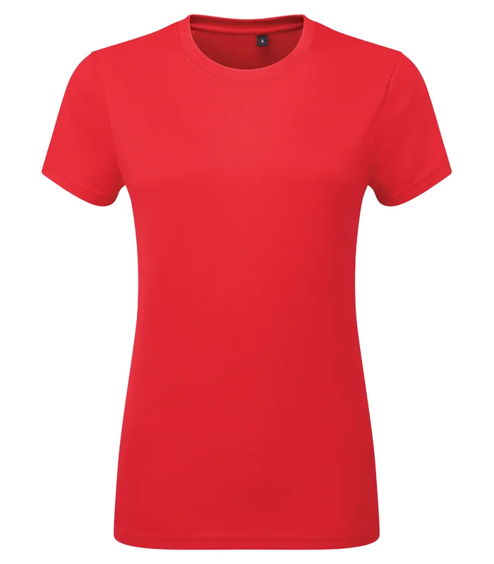 TriDri® TriDri® Womens TriDri® Ion-Charge recycled textured tee in Fire Red
