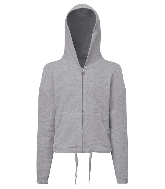 TriDri® TriDri® Kids TriDri® recycled cropped oversize full-zip hoodie in Heather Grey
