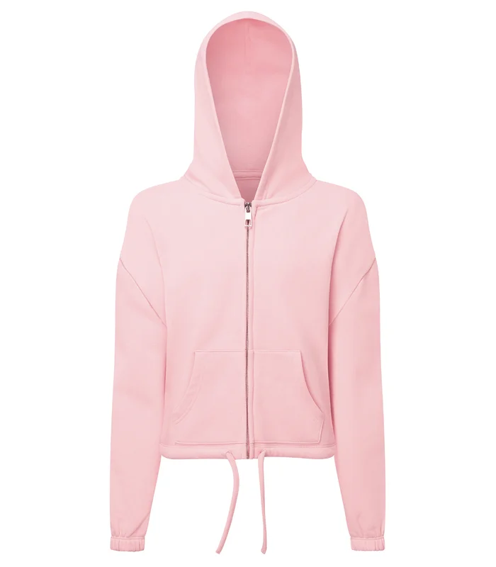 TriDri® TriDri® Kids TriDri® recycled cropped oversize full-zip hoodie in Light Pink