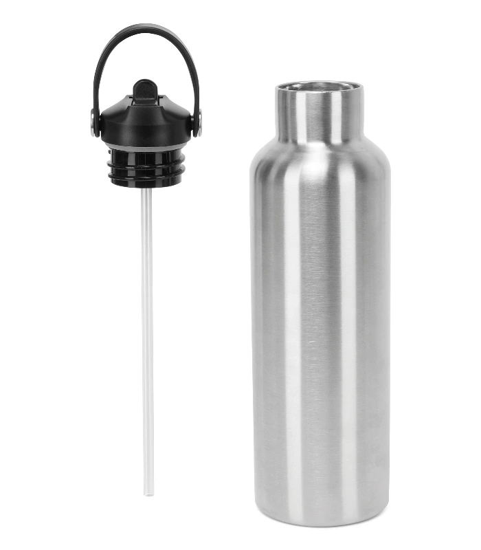 TriDri® TriDri® TriDri® Vacuum sports water bottle with flip-up straw in Black